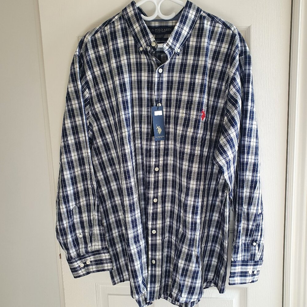 NWT U.S. Polo Assn. Plaid Button Down Shirt – Size 2XL